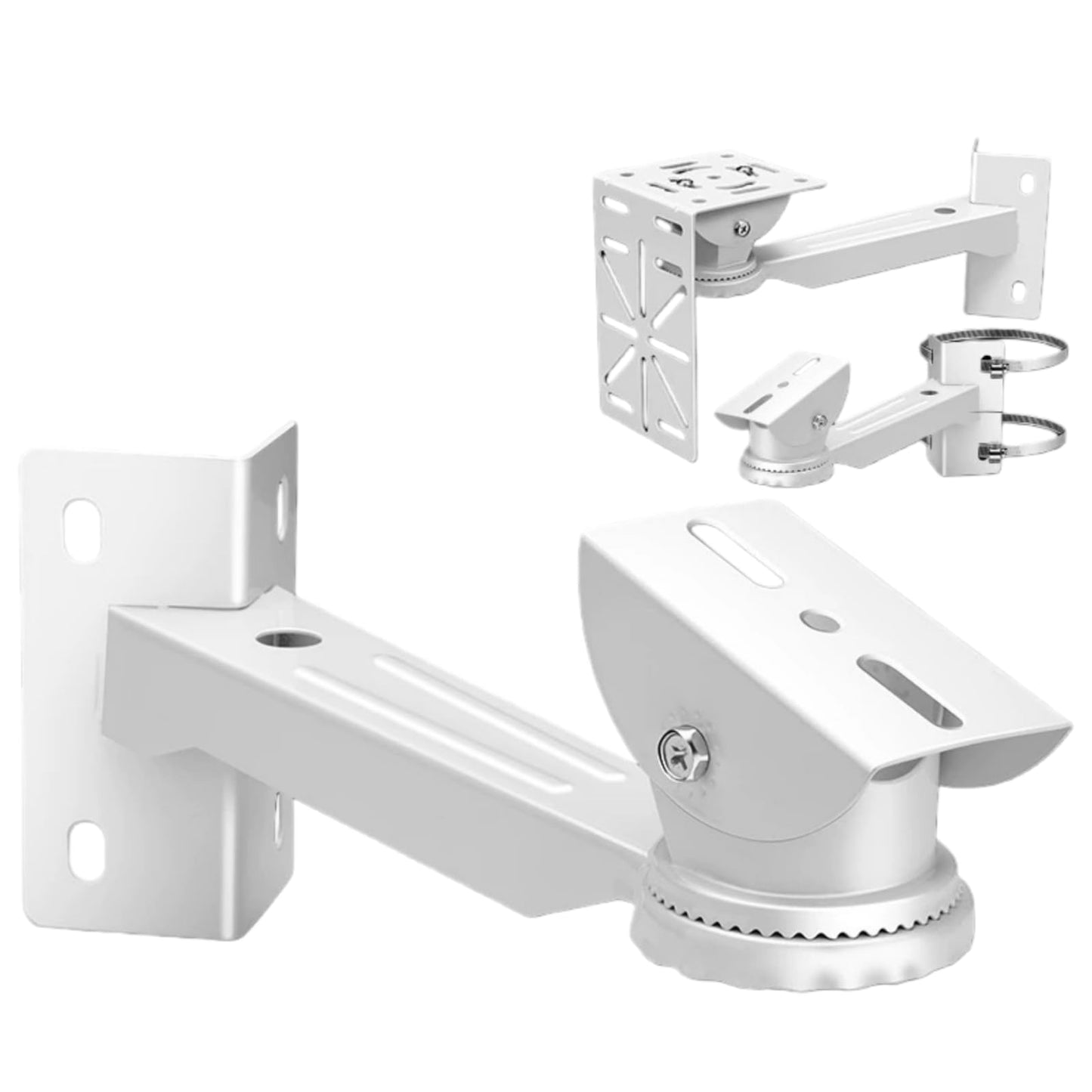 GledeYeTec 11.8" Heavy Duty Pole Mount Camera Bracket - 2 Stainless Steel Hose Clamps & L - Adapter, Indoor Outdoor for Small Business & Home