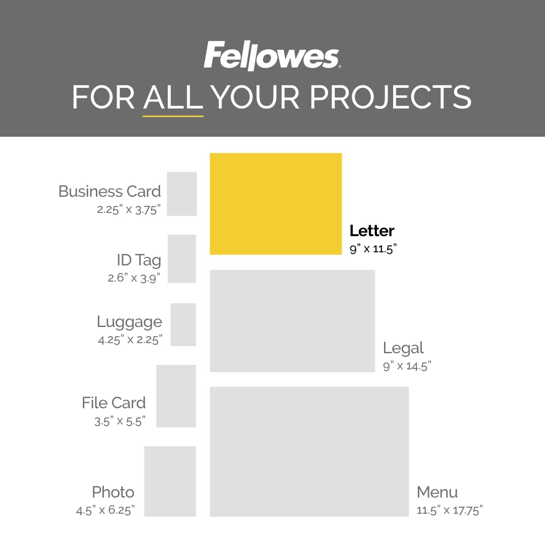 Fellowes Thermal Clear Laminating Pouches, Letter Size Sheets, 3 Mil, 200pk