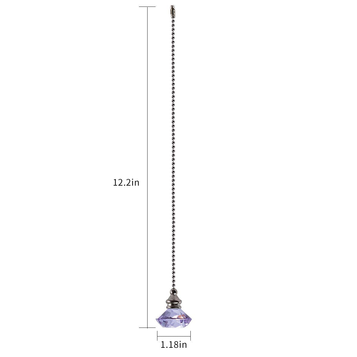 Ceiling Fan Pull Chain Set - 2 pieces Purple Diamond Fan Pull Chains 20 Inch Ceiling Fan Chain Extender with Chain Connector Home Wedding Decor