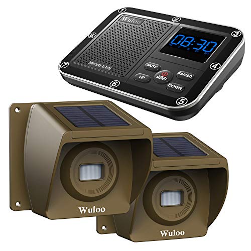 Solar Driveway Alarm Wireless Outside 1800ft Range, Outdoor Motion Sensor & Detector Driveway Alert System with Rechargeable Battery/Weatherproof/Mute