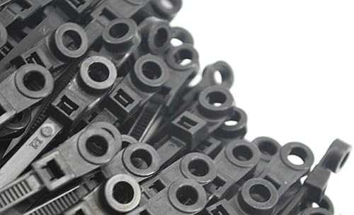 NiftyPlaza 6 Inch 50 Lbs Mounting Hole Cable Ties - 100 Pack - Nail Screw Wire Hole Zip Tie (100 Black Cable Ties)