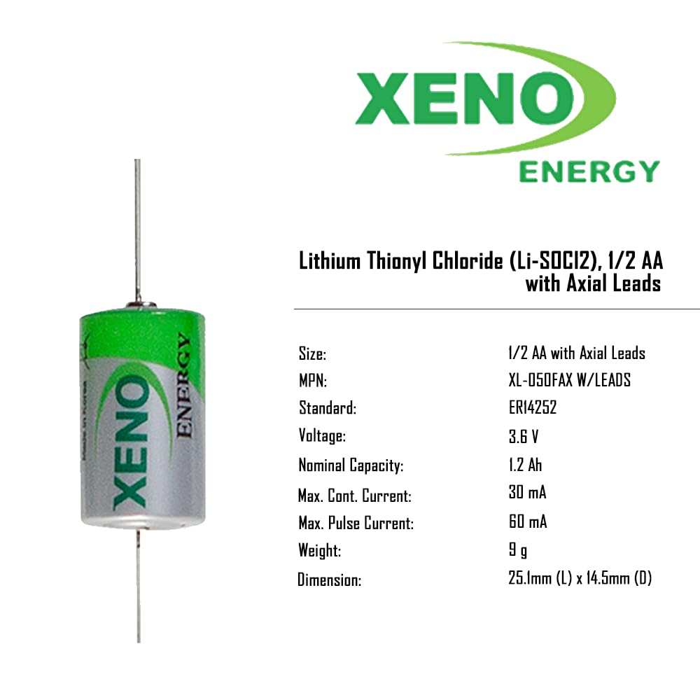Xeno Energy XL-050F/AX 1/2 AA 3.6V Lithium Battery with Axial Leads