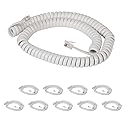 ICC Telephone Handset Cord/Phone Cord, 12 Ft - RJ9 (RJ22) Connectors, White, 10-Pack - Curly Coiled Tangle-Free Design for PBX & VoIP Phones