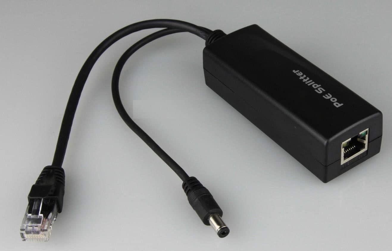 DiySecurityCameraWorld-Active 12V PoE Power Over ethernet Splitter Adapter, IEEE 802.3af Compliant 10/100Mbps, DC 12V1A Output