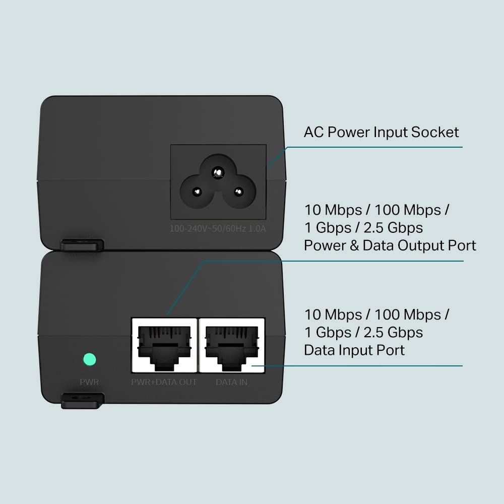 Omada 2.5G PoE+ Injector, Up to 30W, UL Certified (POE260S)