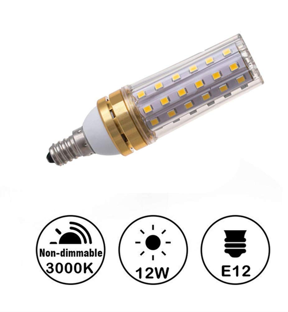 E12 LED Corn Bulbs 12W Candelabra LED Light Bulbs 100W Incandescent Bulbs Equivalent 12W LED Candle Bulbs,Warm White 3000K,E12 Small