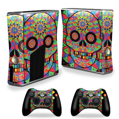 MightySkins Skin Compatible with X-Box 360 Xbox 360 S Console - Geo Sugar Skull | Protective, Durable, and Unique Vinyl Decal wrap Cover | Easy