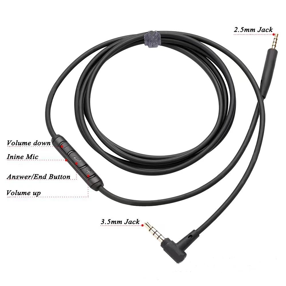 Cypher.V Replacement Aux Extension Cable Cord Wire,for Bose QuietComfort QC25 QC35 Sound Link SoundTrue On Ear Headphones with in Line Mic Volume…