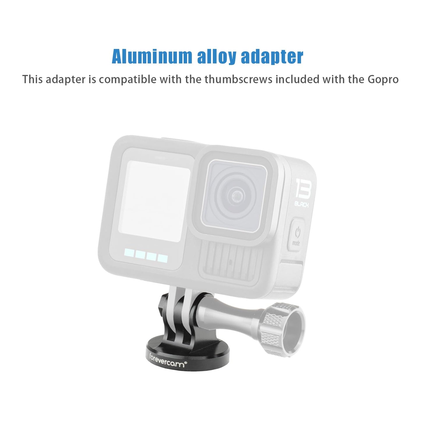 Forevercam Aluminum Tripod Mount Adapter for Gopro Monopod Adapter Mount Compatible for Gopro Hero 13 12 11 10 9 8 DJI Osmo Insta360 AKASO and Other