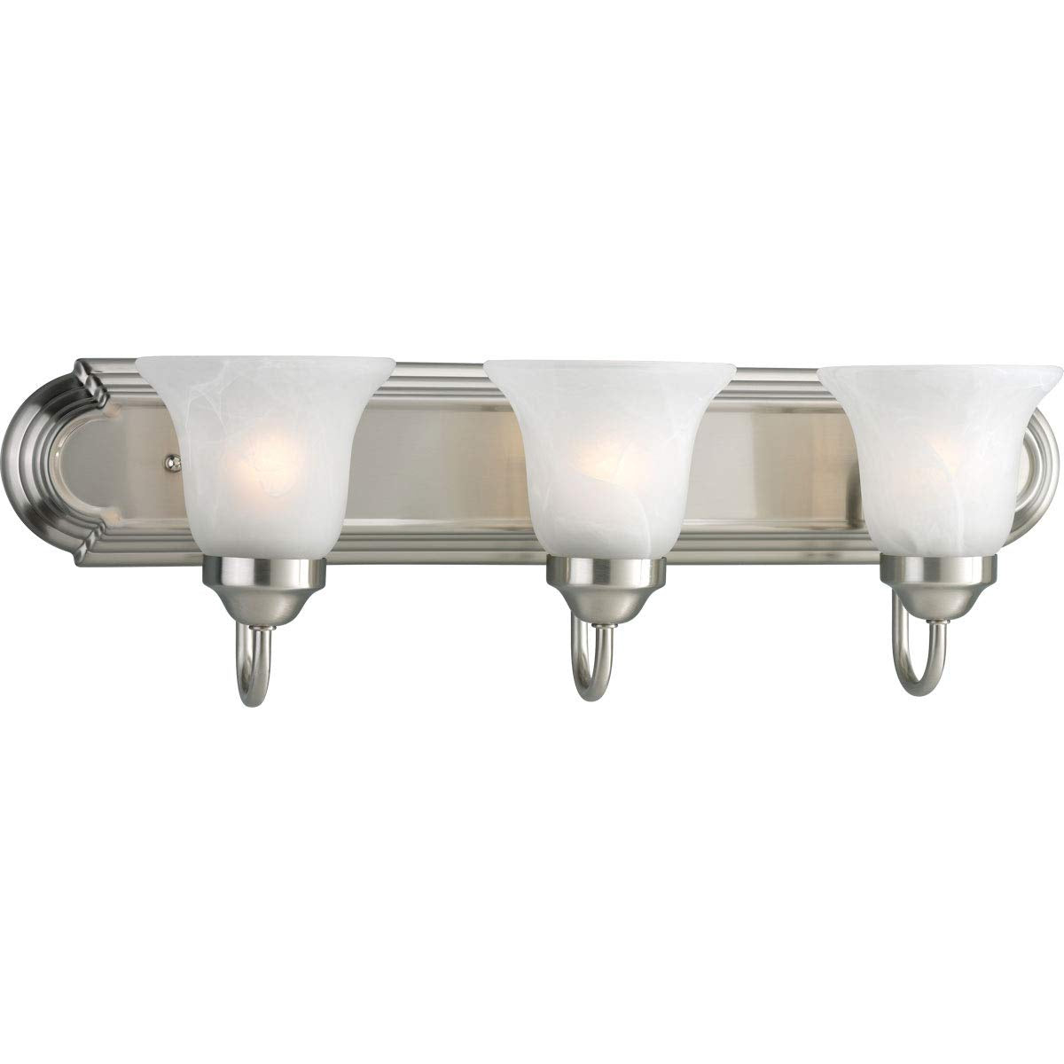 Progress Lighting P3053-09 Alabaster Glass Bath & Vanity, 24-Inch Width x 7-1/4-Inch Height, Brushed Nickel