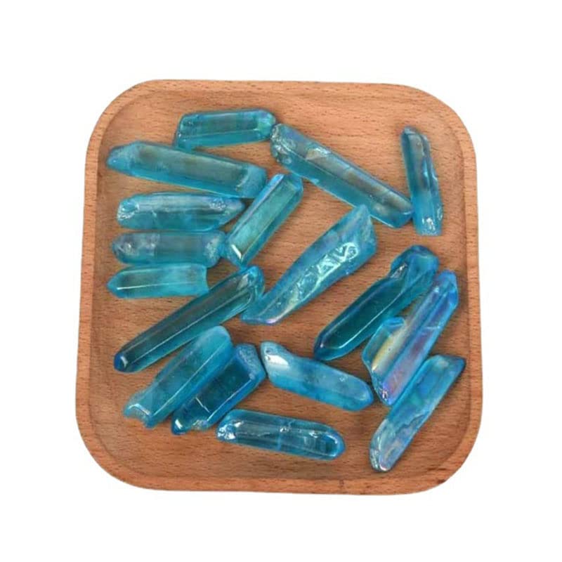 Opexicos 5Pcs Rare Blue Aura Lemurian Seed Quartz Crystal Stones Point Specimen