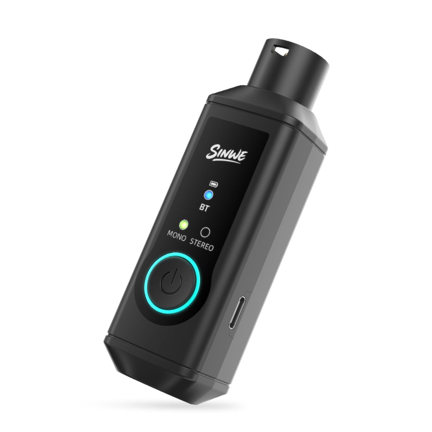 SINWE XLR Bluetooth Receiver, BT5.3 24bit/48kHz Hi-Fi Audio, Wireless Adapter for Mixer PA Speaker DJ System, 160ft Range 15H Battery, 1 Pack for Mono