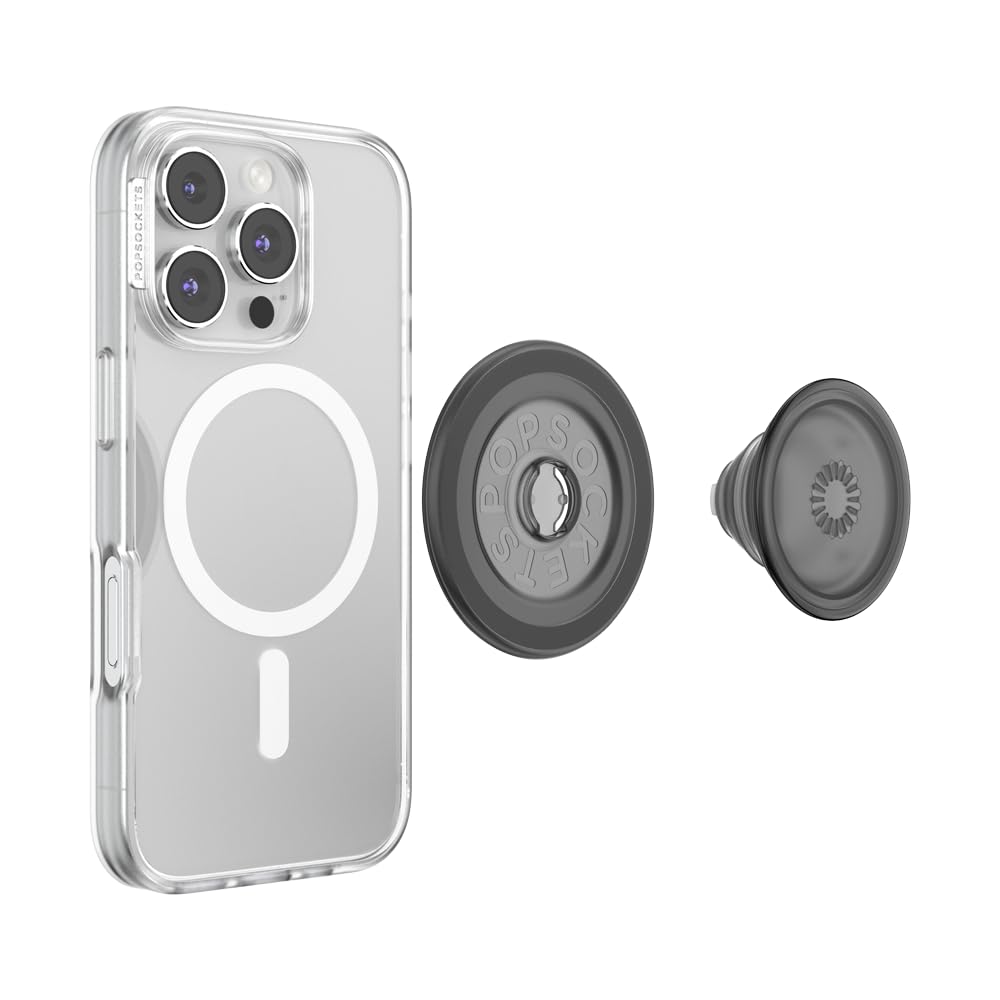 PopSockets Phone Grip for MagSafe, Magnetic Holder, Phone Stand, Black - Black Translucent