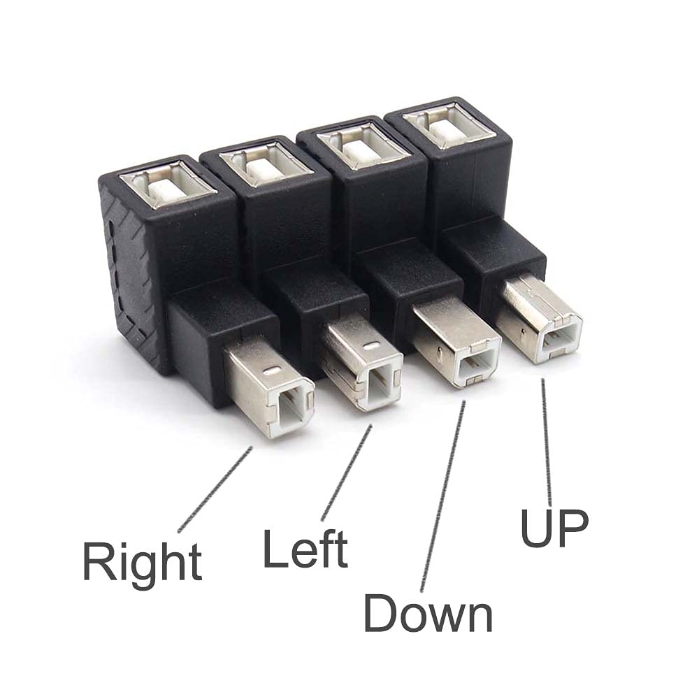 USB 2.0 Type-B Printer Adapter, 4Pack 90 Degrees USB 2.0 B Male to Type-B Female Printer Extension Adapter for Printer, Scanner, Hard Disk case HDD…