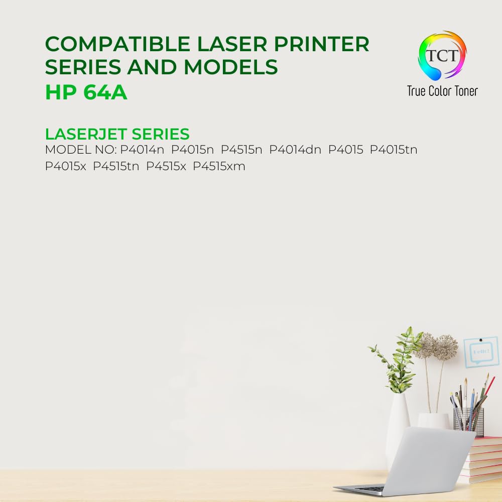 TCT 64A Toner Cartridge - Compatible Replacement for HP 64A CC364A Black Works with HP LaserJet P4014 P4015N P4015X P4515N P4515X Printers (10,000