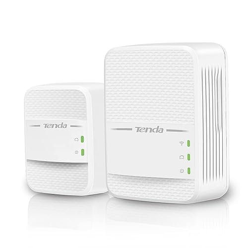 Tenda AV1000 WiFi Powerline Adapter Kit with Gigabit Ports, Powerline Extender with AC650 Dual Band WiFi, Plug and Play, for HD/3D/4K Video Streaming
