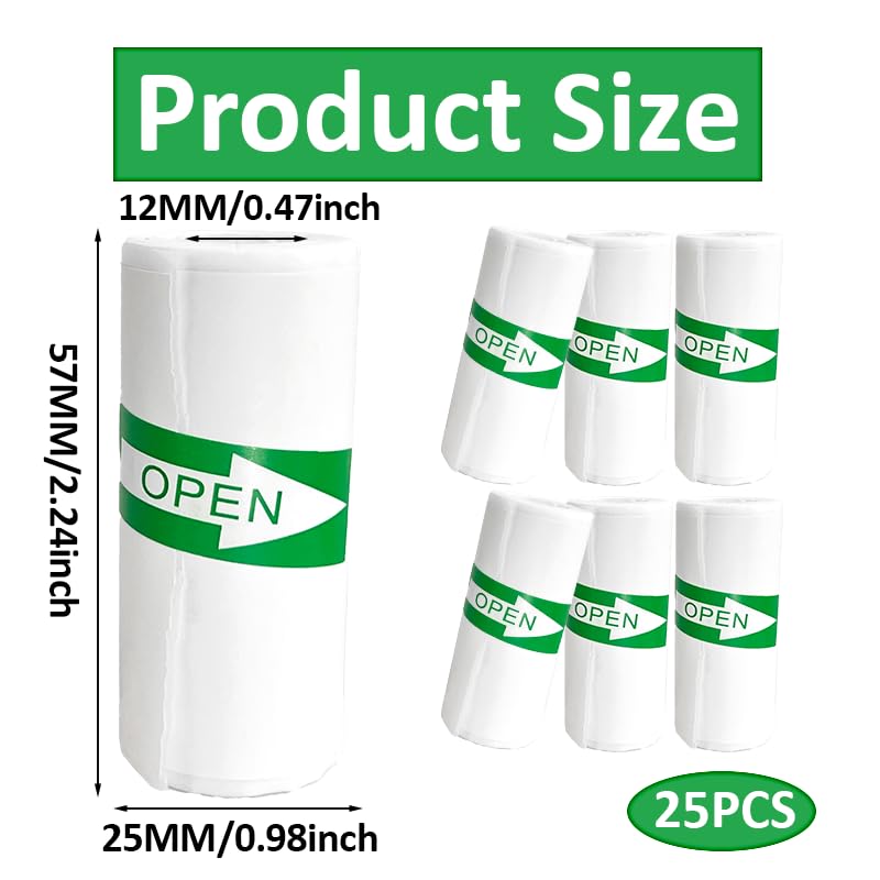 EUDORALIFE 25PCS Mini Printer Paper, Mini Thermal Printer Paper, Thermal Sticker Paper, Mini Thermal Printer Sticker Paper, Ldeal for Photos