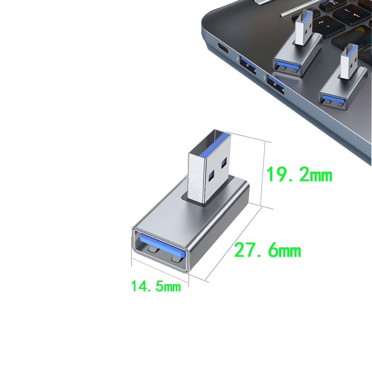 ZJKJHJY USB 3.0 Adapter, 90 Degree Right Angle Design, Supports 5Gbps Data Transfer Speed, 15W Fast Charging, Compatible with Laptop, Speaker…