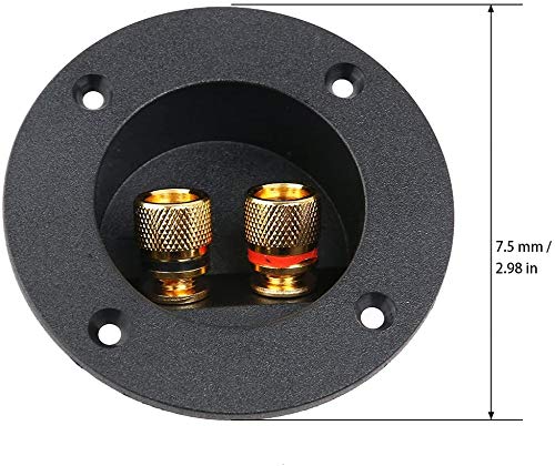 YTYKINOY 2 Pcs Black 3" Round 2-Way Speaker Box Terminal Binding Post Screw Cup Connector Subwoofer Plug