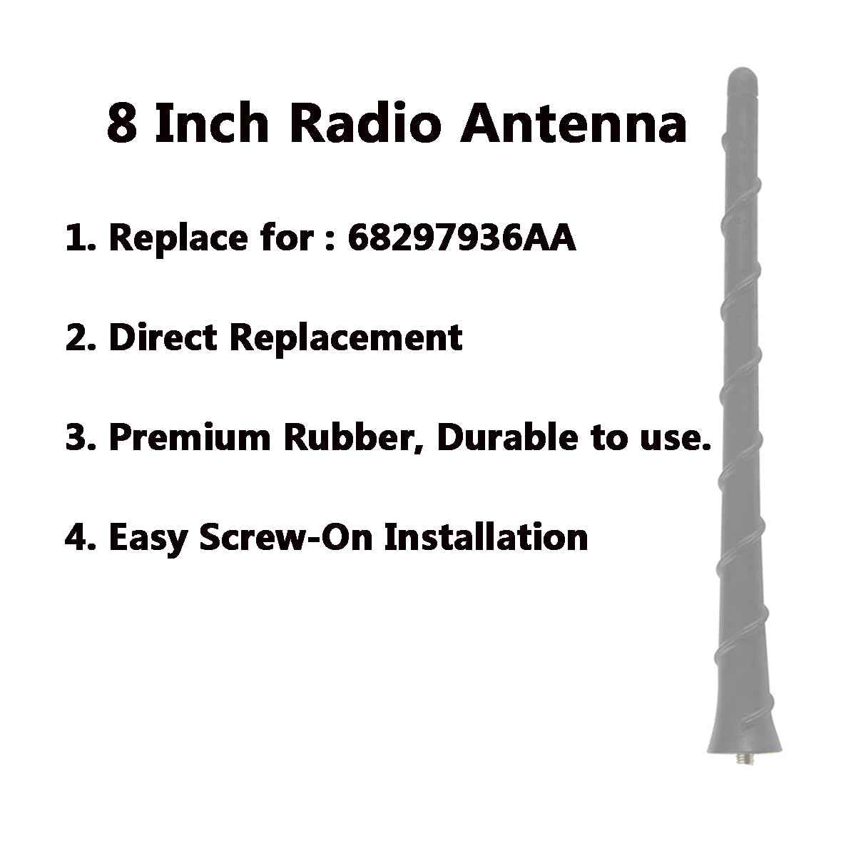 8 Inch Radio Antenna for 2011-2014 Chrysler 200 & 2011-2014 Dodge Avenger | Car Wash Proof, Flexible Rubber Antennase | Durable Radio Antenna
