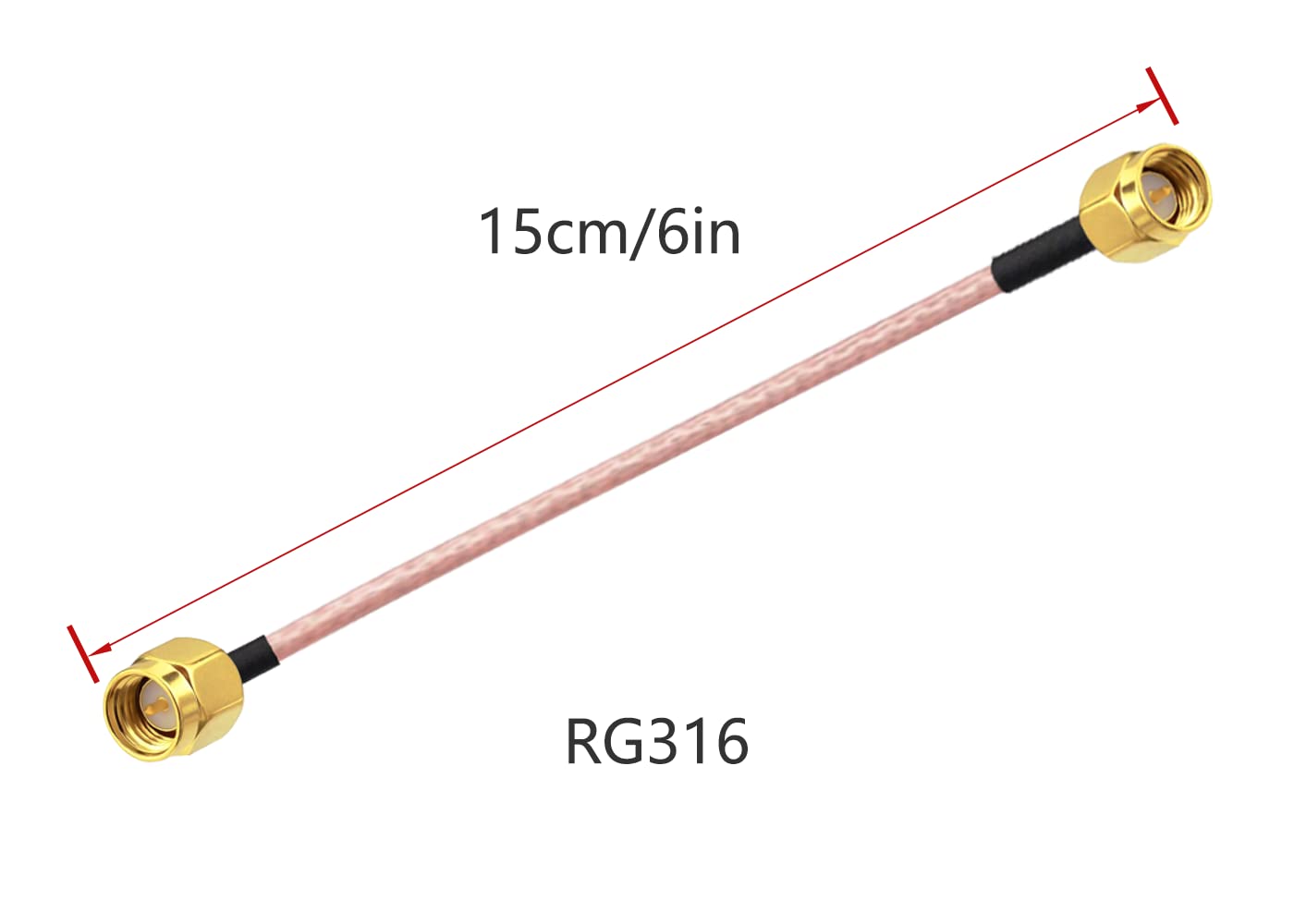 POBADY SMA Male to Male Pigtail Cable WLAN Antenna Cable RG316 6"/15CM for WiFi Wireless Network 2G 3G 4G Antenna Router GSM Bluetooth WLAN LAN
