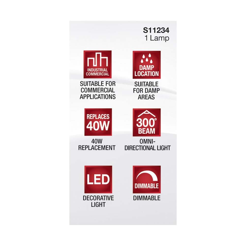 Satco S11234, G9 LED Bulb, T4, 3000K, Clear, Dimmable, Replacement Bulb, 5W