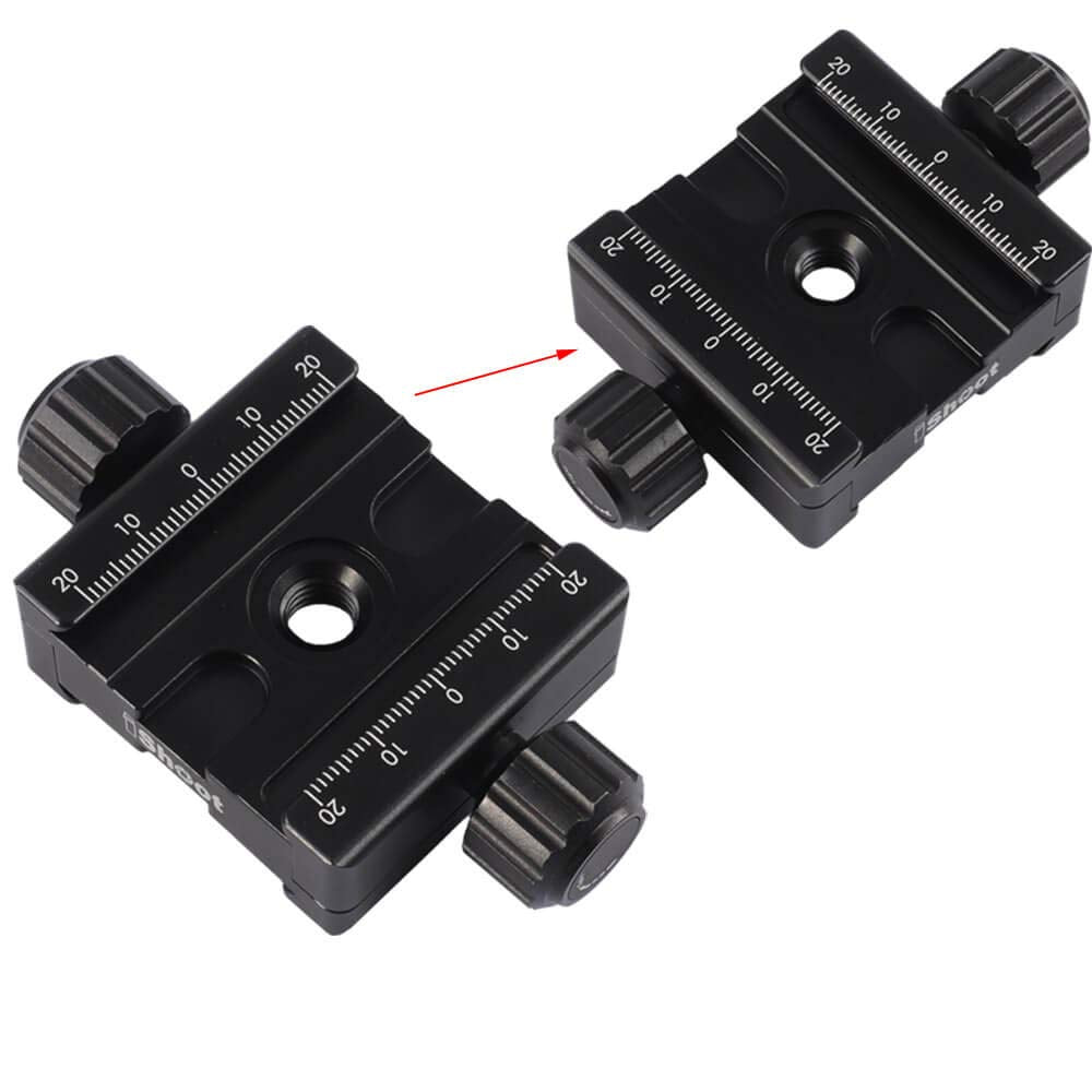 iShoot Metal Double-Sided Clamp IS-SJZ50, Two-Sided Quick Release Plate Clamp with 3/8' Screw Hole, Compatible with 39mm ARCA-Swiss Fit Camera Quick
