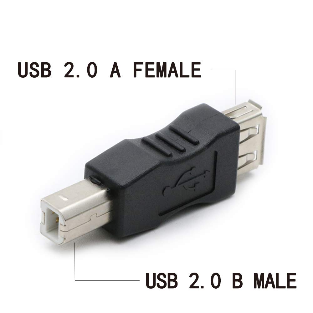 rgzhihuifz 3 Pack USB 2.0 AF/BM Adapter Type A Female to USB B Print Male Adapter Connector Converter Plug