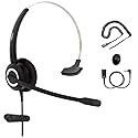 Phone Headset Compatible with Grandstream Yealink Snom Phones Mic Noise Cancellation HD Voice Headphone RJ9 & 3.5mm (CTIA) Adapter