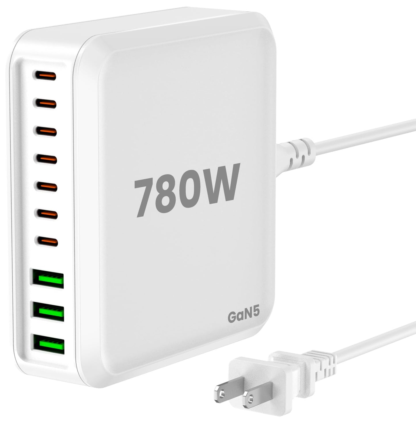 GUSISHU 780W USB C Charger Block Fast 10-Port USB C Charging Station GaN PD 120W Laptop Charger Adapter for MacBook Pro/Air, DELL, iPad, iPhone