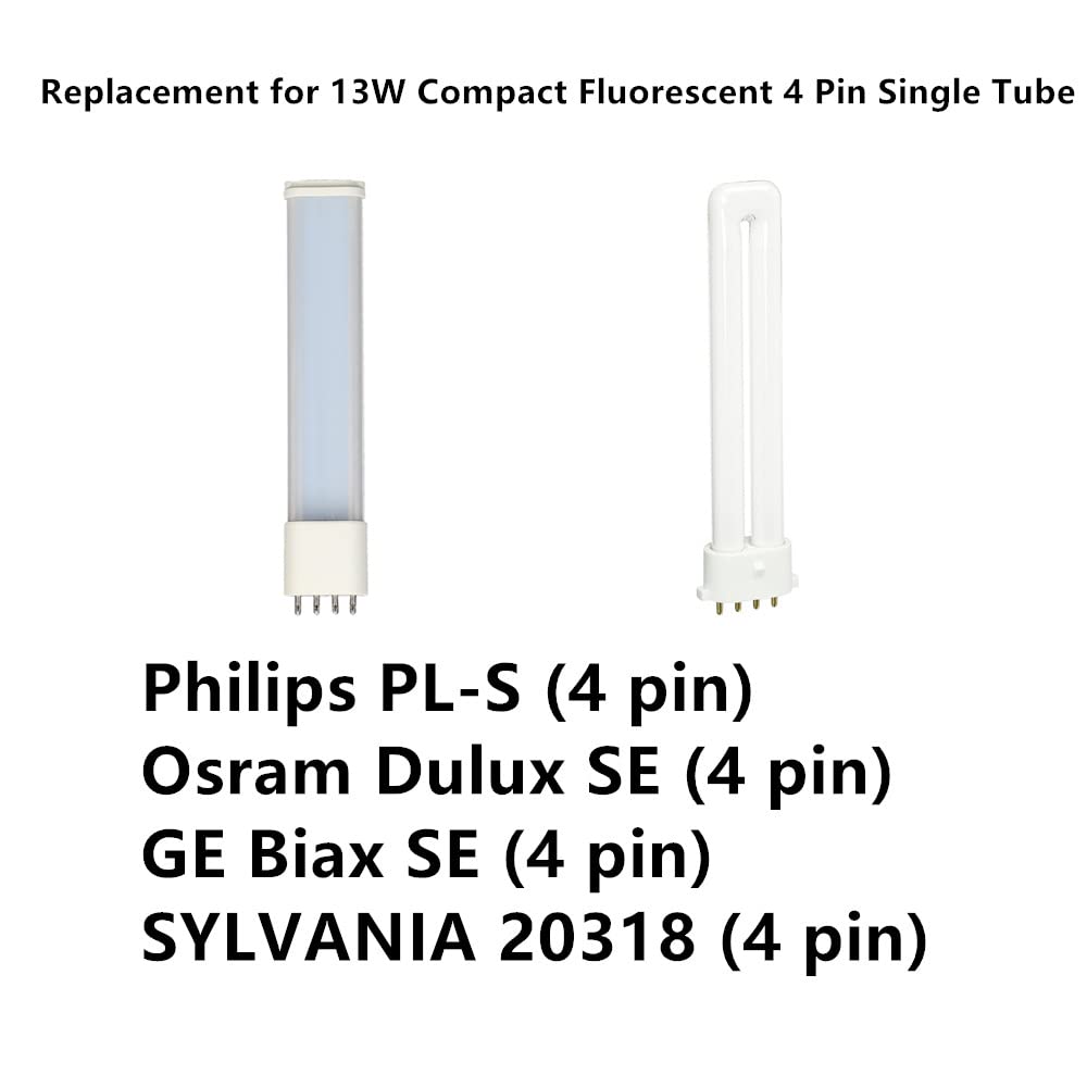 SATZOL 6000K Daylight AC120V 7W 2G7 2GX7 LED Horizontal PL Bulb, 13W 4 Pin Fluorecent CFL Lamp Replacement, Compatiable with the 2G7 and 2GX7 Socket