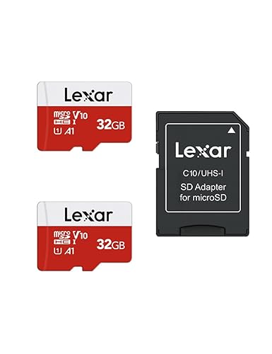 Lexar 32GB Micro SD Card 2 Pack, microSDHC UHS-I Flash Memory Card with Adapter - Up to 100MB/s, U1, Class10, V10, A1, High Speed TF Card (2 microSD