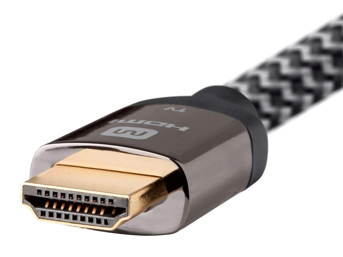 Monoprice Active High Speed HDMI Cable, 4K@60Hz, 18Gbps, HDR, 26AWG, YUV 4:4:4, HDCP 2.2, Braided Jacket, CL3, 25 Feet, Gray - Luxe Series