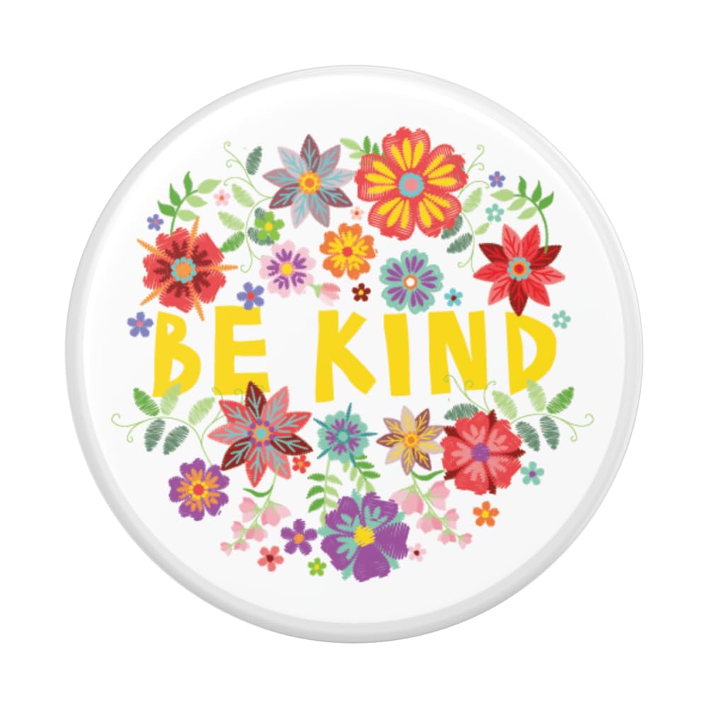 PopSockets Adhesive Phone Grip, Holder, Phone Stand, Flower - Be Kind Embroidery
