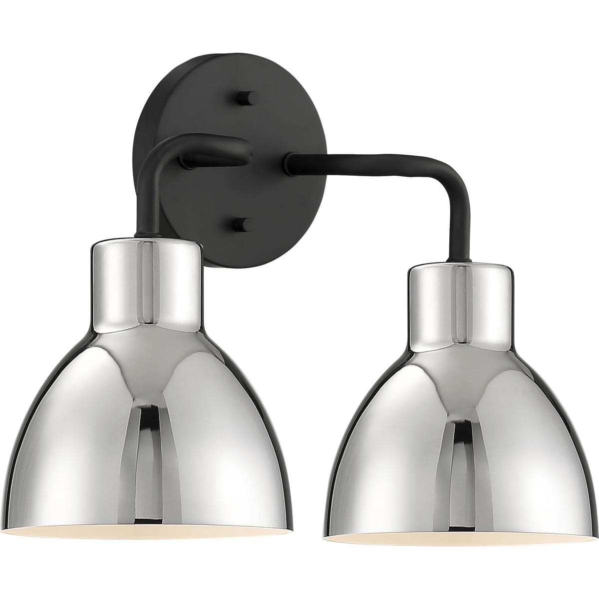 Nuvo 60/6772 Sloan 2 Light Bathroom Vanity Wall Light Fixture, Matte Black and Polished Nickel Finish