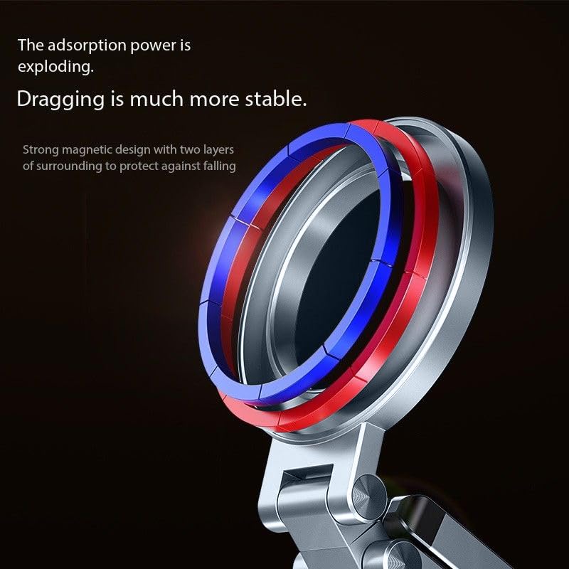 Grey Magnetic Phone Holder Tripod for Magsafe iPhone 17/16/15/14/13/12 Plus Pro Max Series, Aluminium Phone Stand Mount Adapter Adjustable Magic Phone