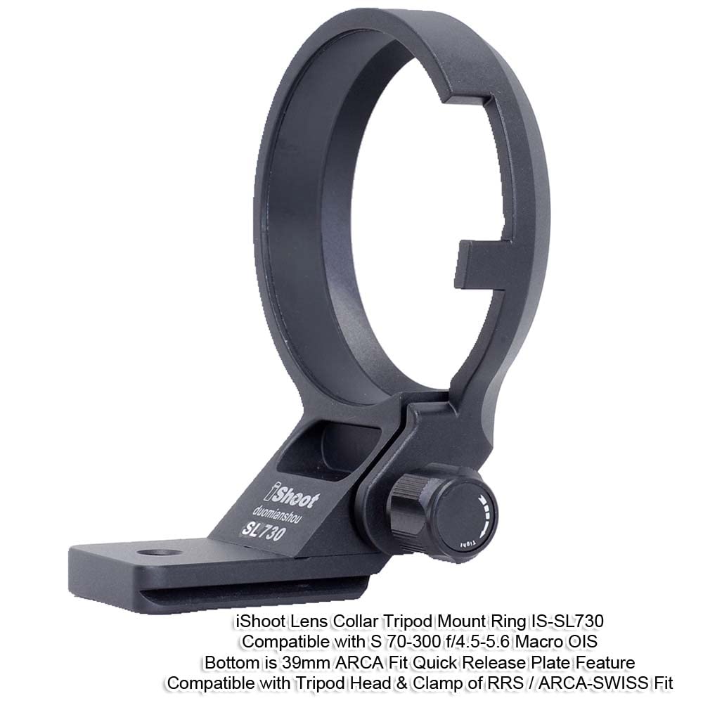 iShoot Lens Collar Tripod Mount Ring Socket Compatible with Panasonic Lumix S 70-300 f/4.5-5.6 Macro OIS, Metal Lens Support Holder Bracket Bottom is