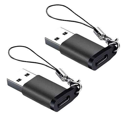 Seminer USB C Female to USB A Male Adapter (2 Pack) with Lanyard, USB Type-C to USB A 3.0 Adapter Converter Compatible with MacBook Pro, Samsung…