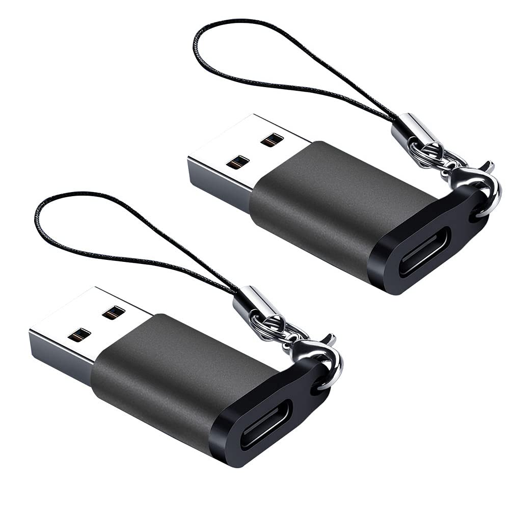 Seminer USB C Female to USB A Male Adapter (2 Pack) with Lanyard, USB Type-C to USB A 3.0 Adapter Converter Compatible with MacBook Pro, Samsung…