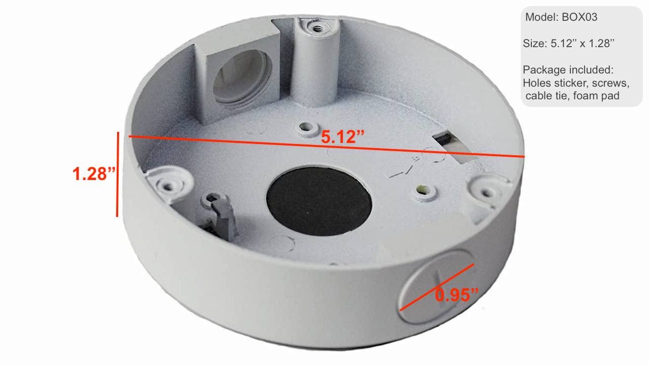Kenuco Junction Box/Mounting Base hik-Compatible Turret Camera DS-2CD23x2 Size | 130MM X 32MM | BOX03 (White 1PK)