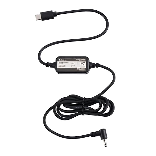 USB-C to Barrel Connector Radar Detector Power Cable for Cobra Radar Detectors, Compatible with Cobra RAD350 380 450 480i 700i and Suitable for Radar