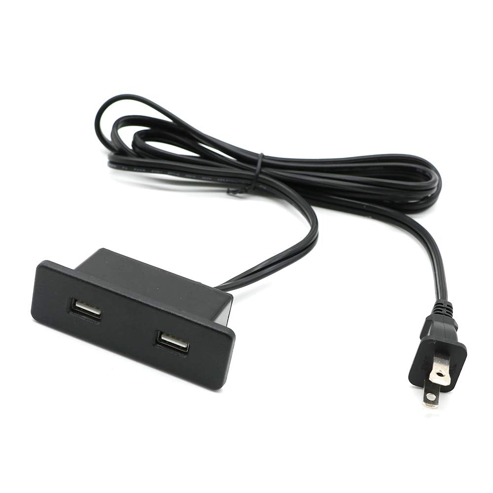 Powered USB Hub Socket Recessed USB Power Strip Outlet with Power Supply 2 USB Ports 2.1A Mounted into Bed Desk Table Sofa