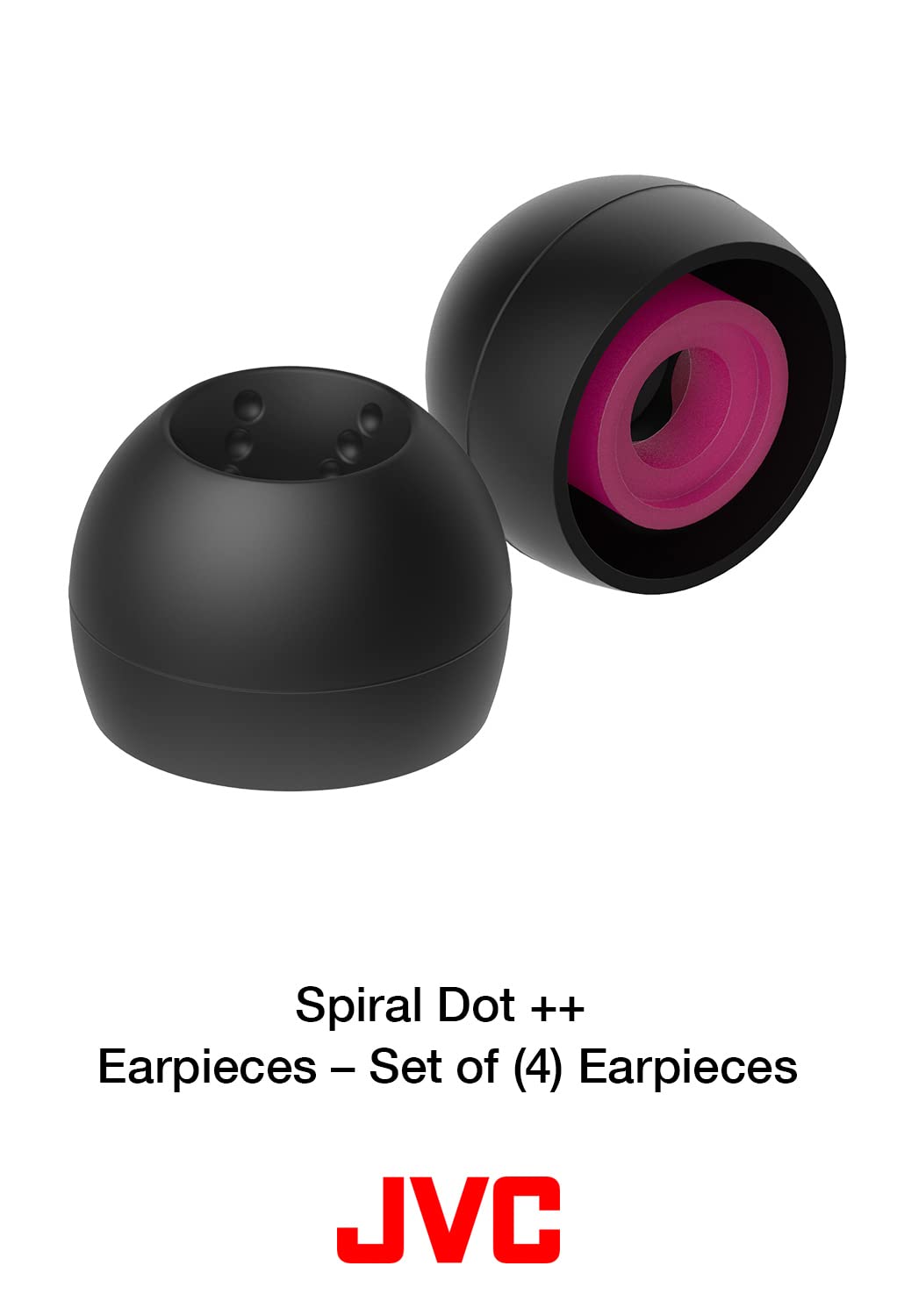 JVC EP-FX10 Spiral Dot Earpieces - Set of (4) Eartips, Sizes Small Through Large, Fits Many JVC Models (Large) Black