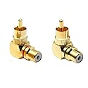 GDQLCNXB RCA Male to Female Adapter Right Angle for Audio Subwoofer Connection (2 Pack)
