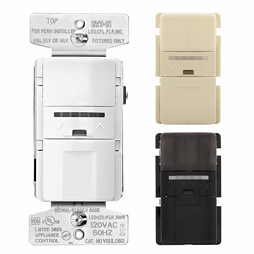 EATON OSUL06D-C4-K-L Occupancy Motion Sensor with Dimmer, Single Pole & 3-Way, in White Ivory Black Colors