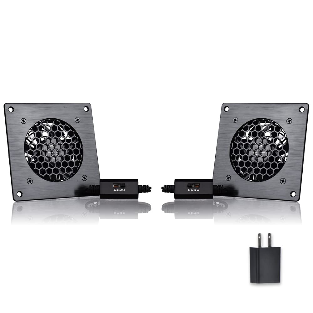 SCCCF USB Cabinet 80MM Fan Quiet Cooling Fan System 4" with Speed Control, for Home Theater AV Cabinets (2PACK)