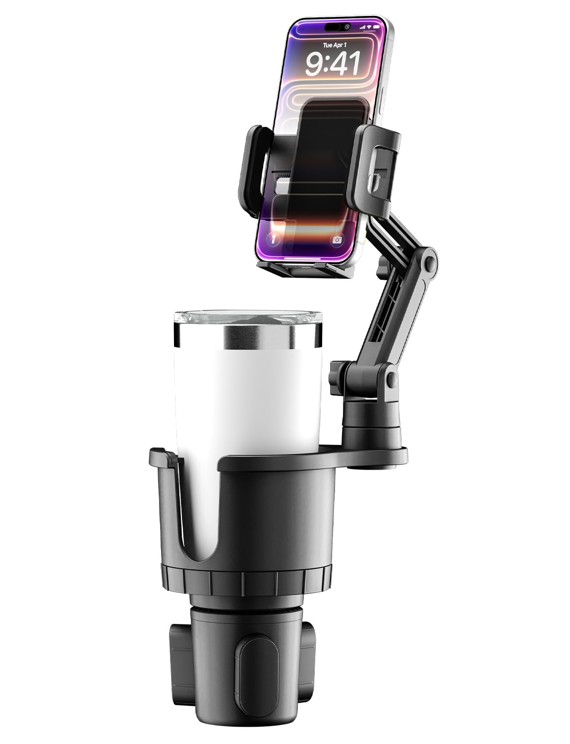 Bracketron Cup Holder Phone Mount for Car - TripGrip 2-in-1 Expandable Phone Holder with 360° Rotation & Ultra Stable Folding Support Legs, Fits
