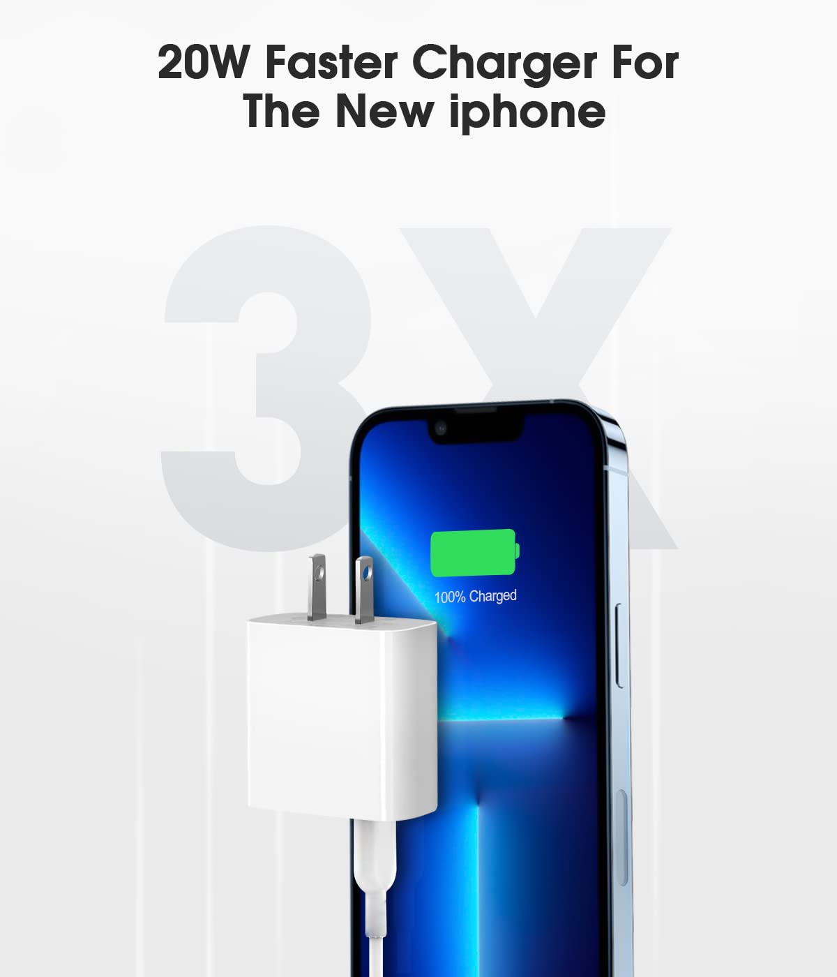 UDATSON 20W USB-C PD Power Delivery Charger, 2 Pack Type C Fast Charging Adapter for Apple Watch Series 9, iPhone 15, 14 Pro Max, AirPods, iPad