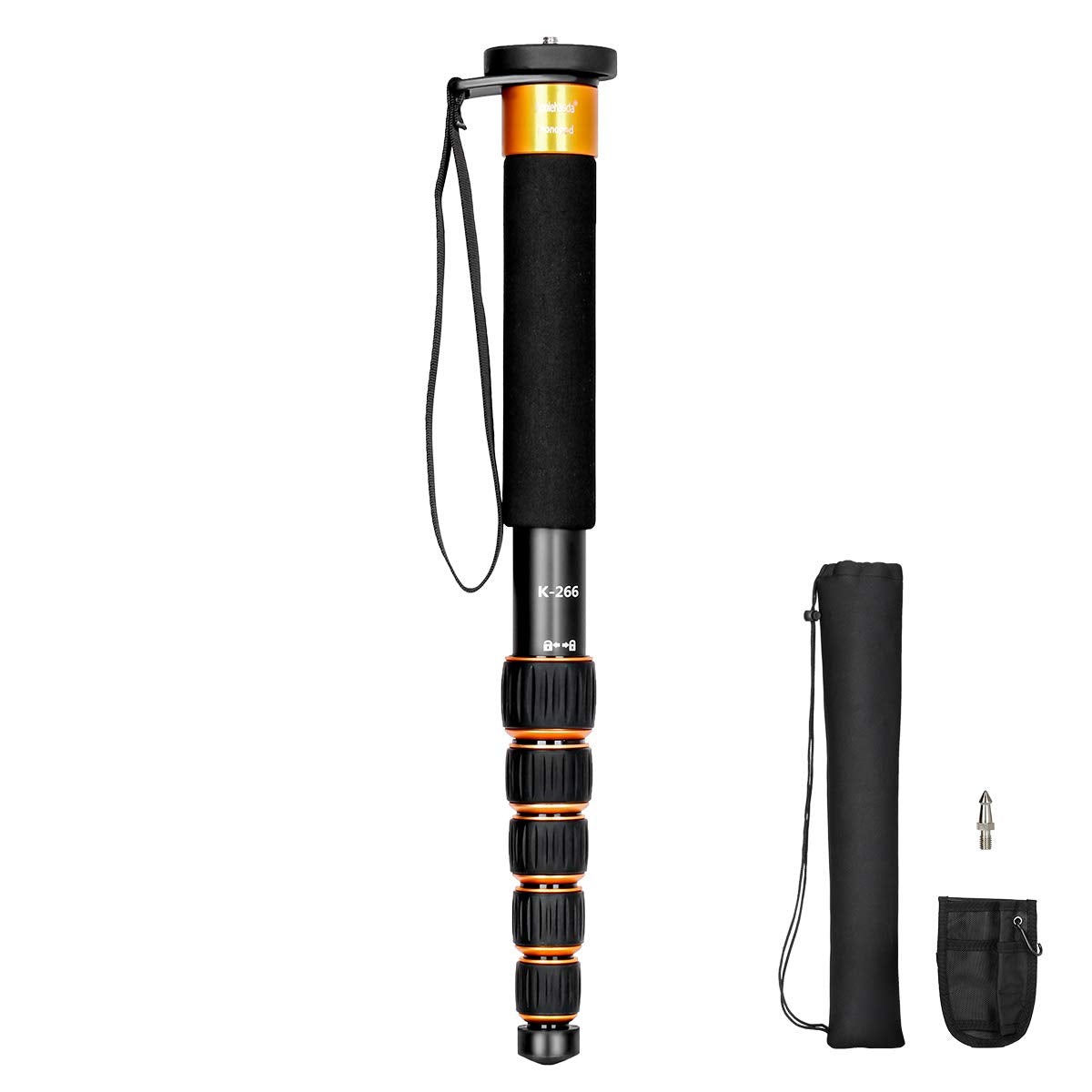 Koolehaoda 6-Section Monopod Compact Portable Photography Aluminum Alloy Unipod Stick, Max. Load 10kg / 22lbs, Folding Size is only 15-inch(K-266