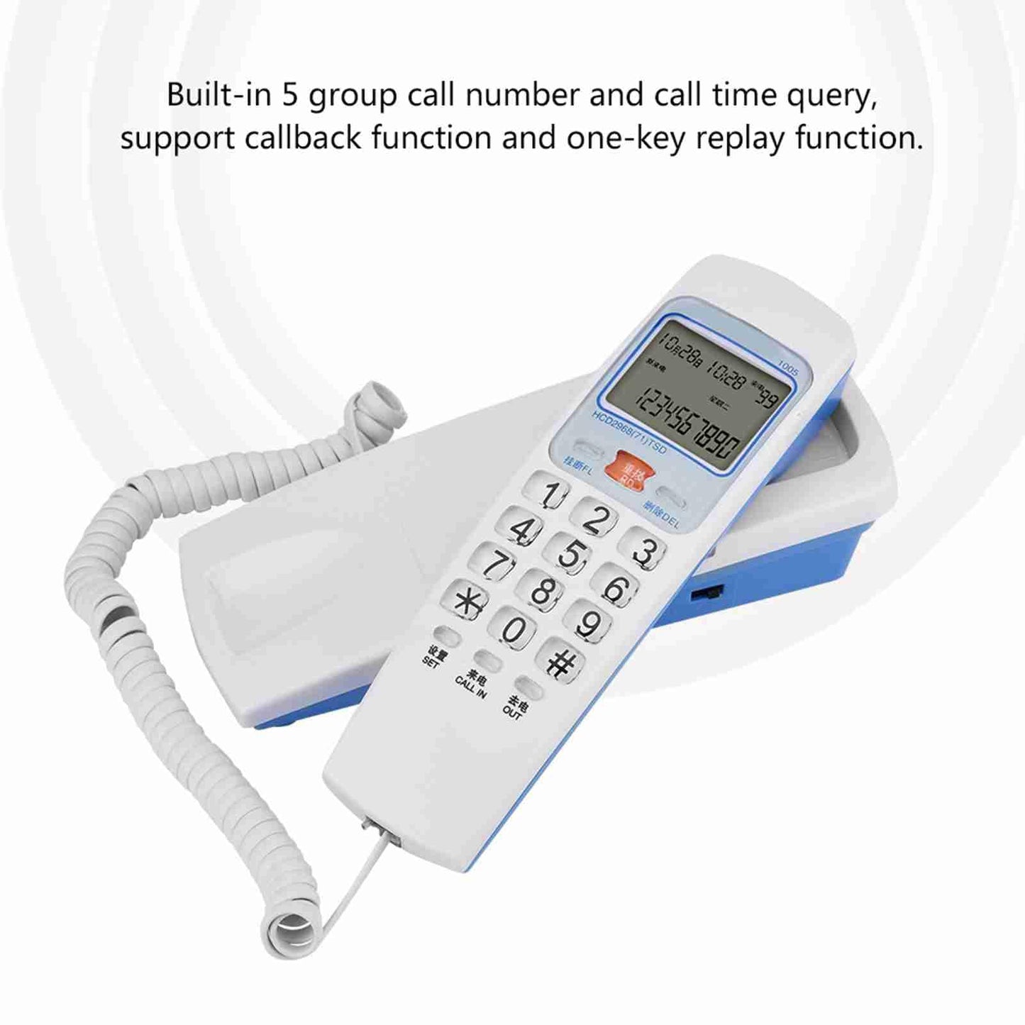 Landline Phone, /DTMF Trimline Corded Phone Caller ID Telephone Corded Phone Desk Put Landline Fashion Extension Telephone White